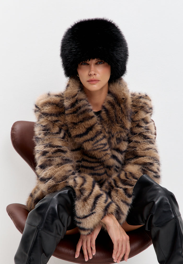 Faux Fur Winter Hat – Black