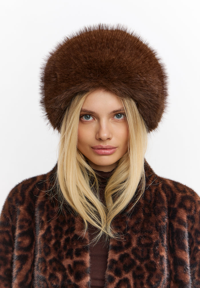 Faux Fur Winter Hat – Brown