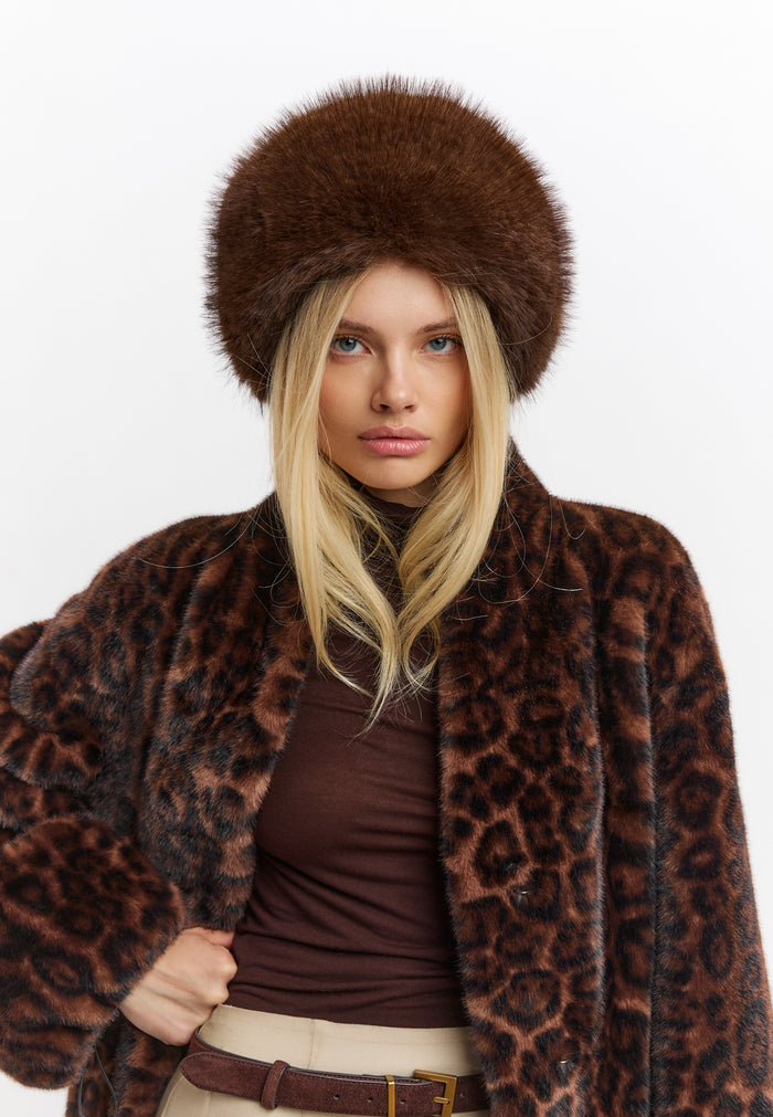 Faux Fur Winter Hat – Brown