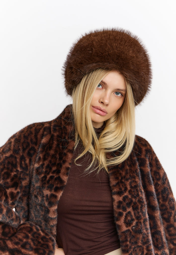 Faux Fur Winter Hat – Brown