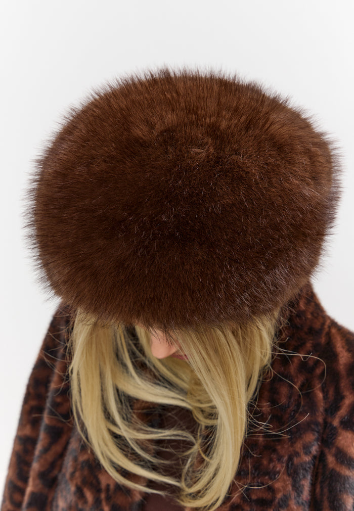 Faux Fur Winter Hat – Brown