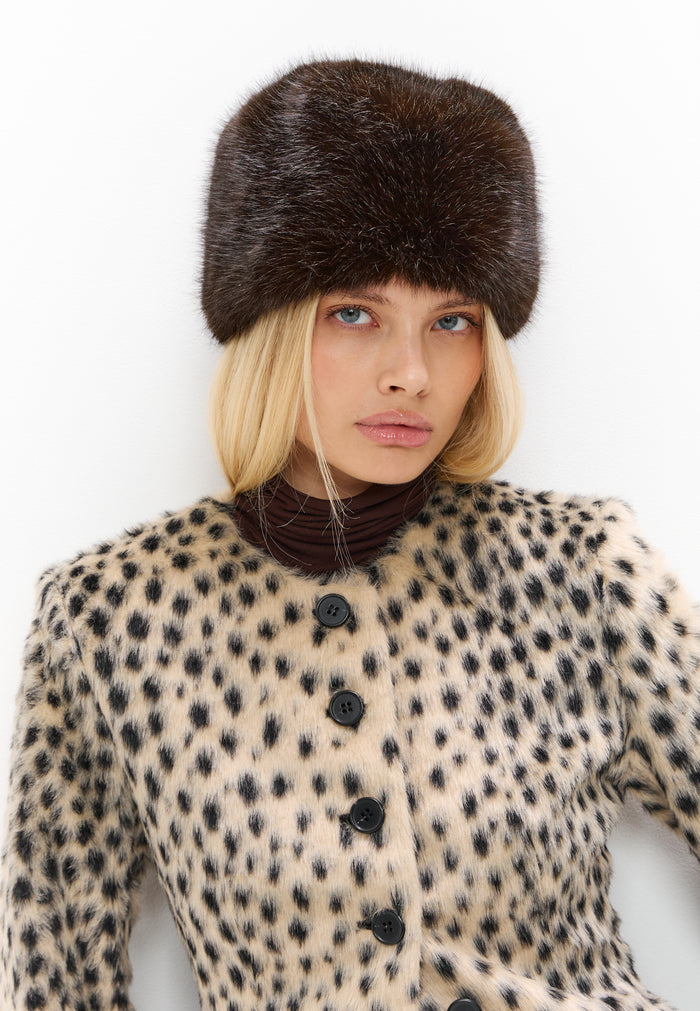 Faux Fur Winter Hat – Dark Brown