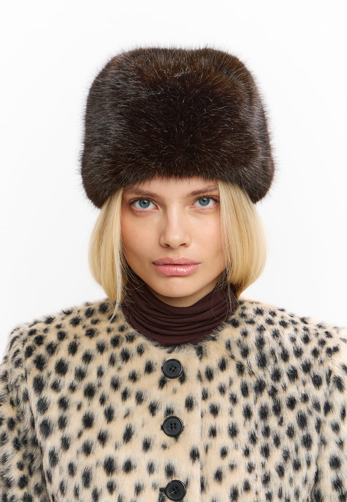 Faux Fur Winter Hat – Dark Brown