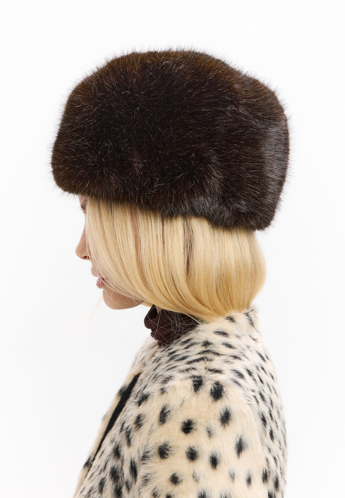 Faux Fur Winter Hat – Dark Brown