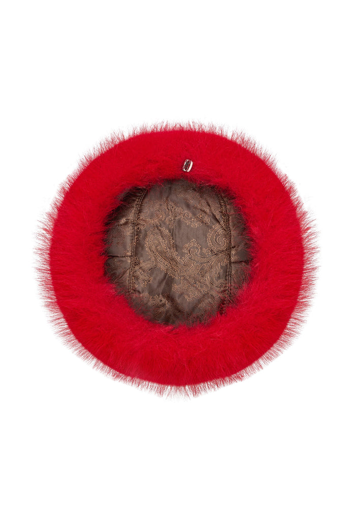 Faux Fur Winter Hat – Red