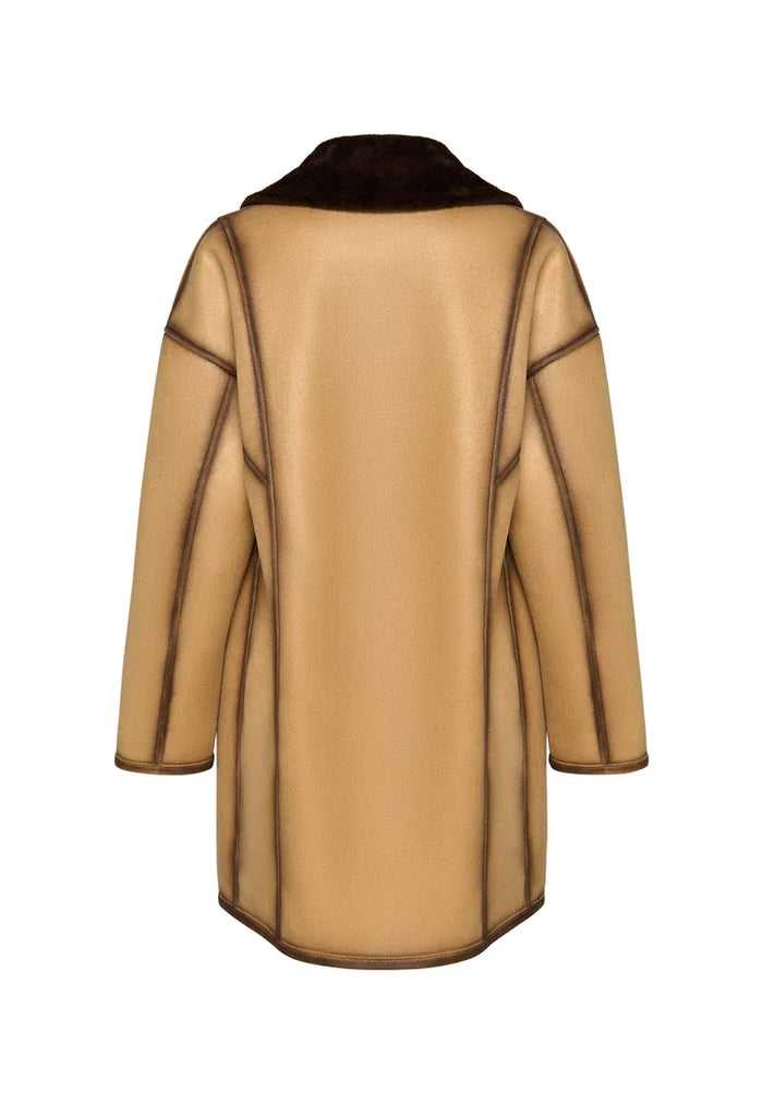Faux Reversible Shearling Coat with Belt
