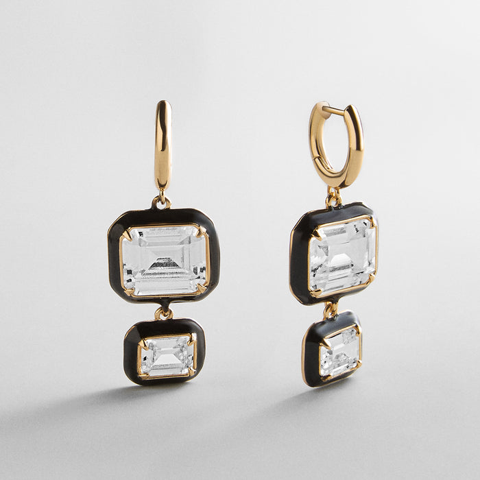 Felicity Crystal Drop Earrings - Enamel Bezel