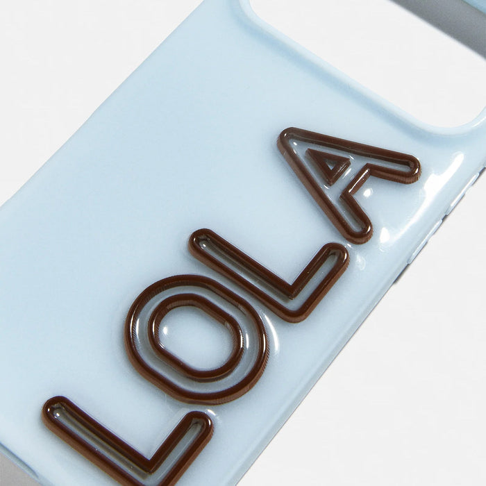 Fine Line Custom iPhone Case - Baby Blue/Dark Brown