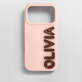Fine Line Custom iPhone Case - Baby Pink/Dark Brown