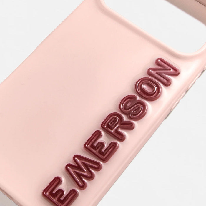 Fine Line Custom iPhone Case - Baby Pink/Maroon