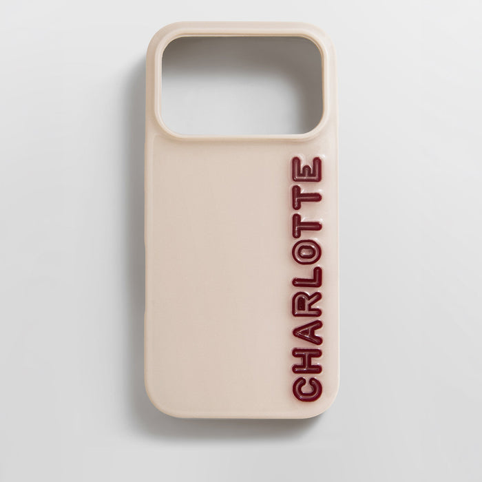 Fine Line Custom iPhone Case - Beige/Maroon