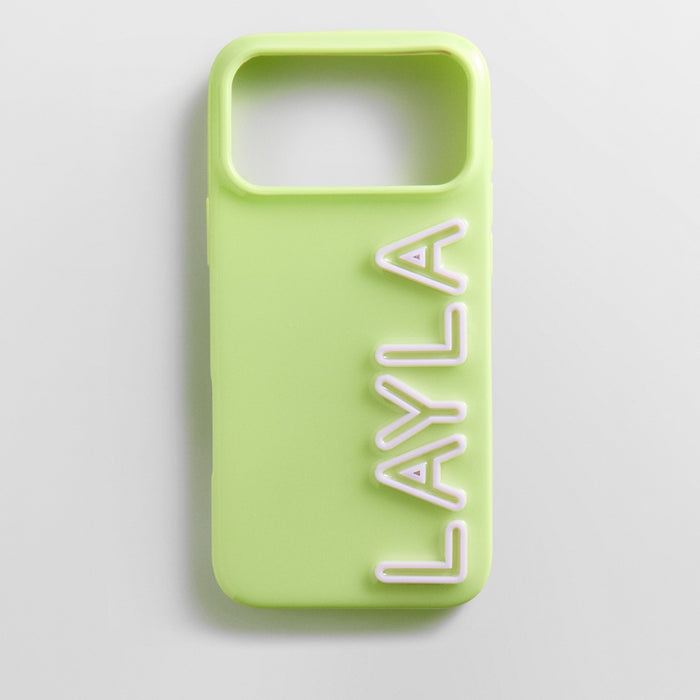 Fine Line Custom iPhone Case - Chartreuse/White