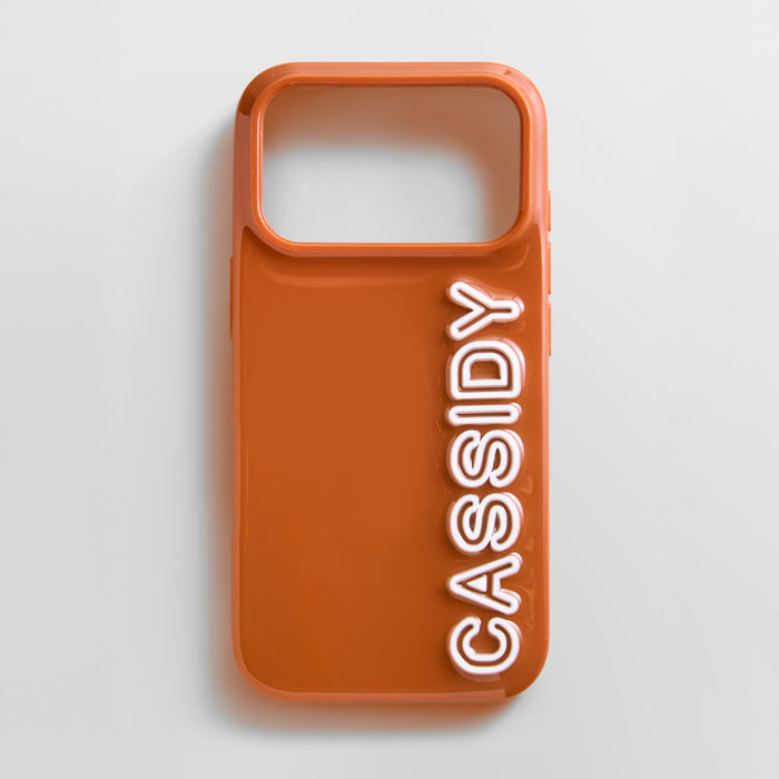 Fine Line Custom iPhone Case - Copper Brown/White