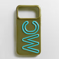 Fine Line Custom iPhone Case - Dark Olive/Light Blue
