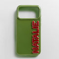 Fine Line Custom iPhone Case - Dark Olive/Red