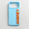 Fine Line Custom iPhone Case - Light Blue/Orange
