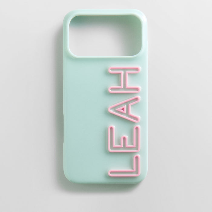 Fine Line Custom iPhone Case - Mint Green/Light Pink
