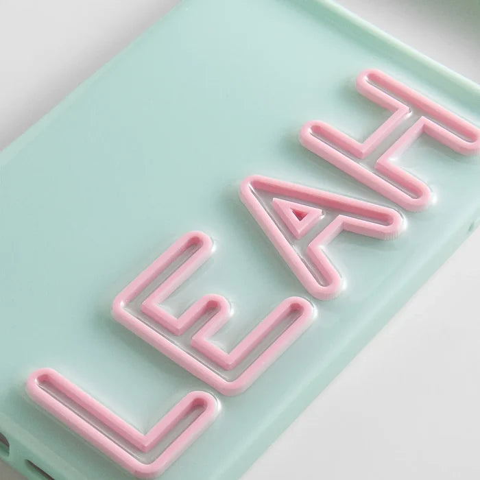 Fine Line Custom iPhone Case - Mint Green/Light Pink