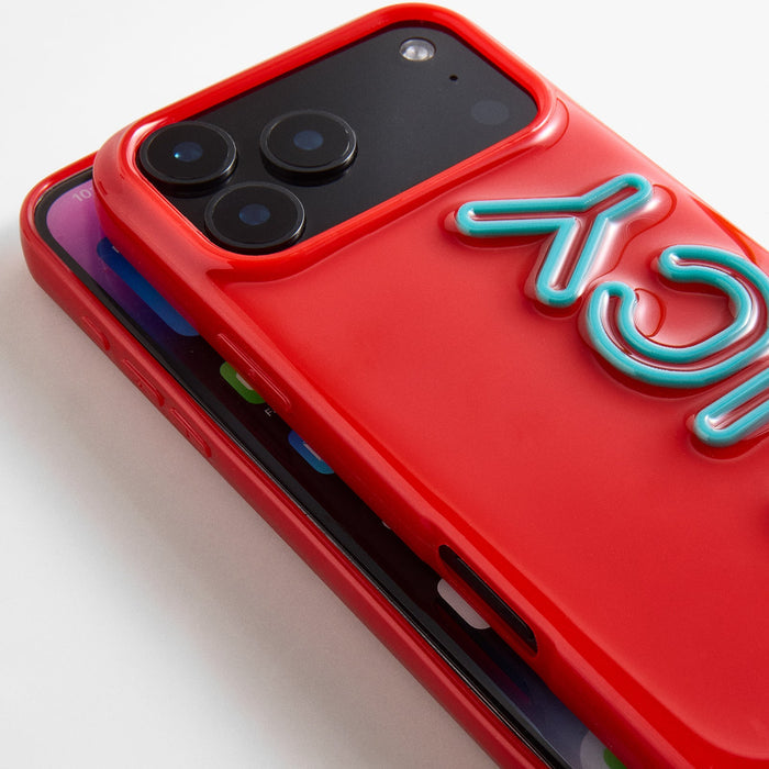 Fine Line Custom iPhone Case - Red/Teal Blue