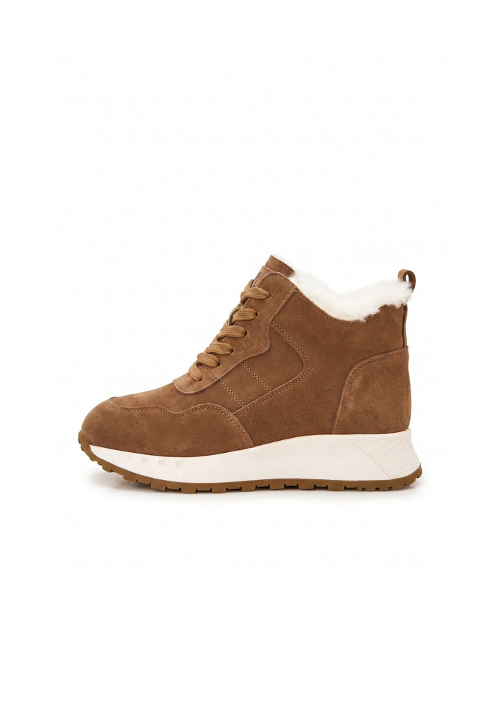 Flat Sole Winter Boots - Brown