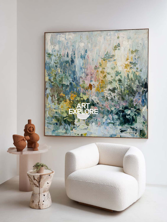 Abstract Floral Oil Painting With Impressionist Style For Modern Home Decor