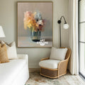Abstract Floral Painting In Brown Tones For Modern Living Room Decor