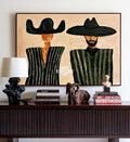 Minimalist Beige Cowboy Painting Horizontal Canvas Wall Art For Living Room And Office Decor