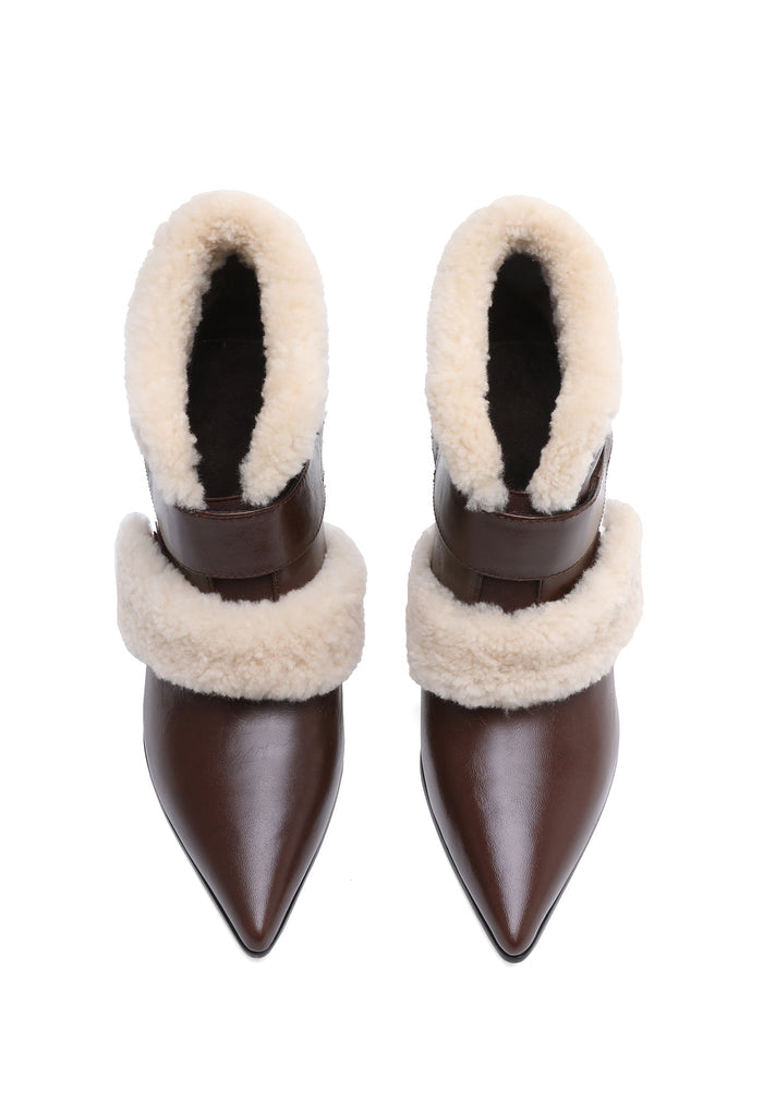 Fur Trim Stiletto Ankle Boots