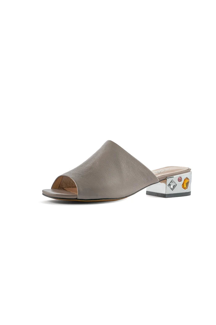 Gem Heel Slide Mules - Grey