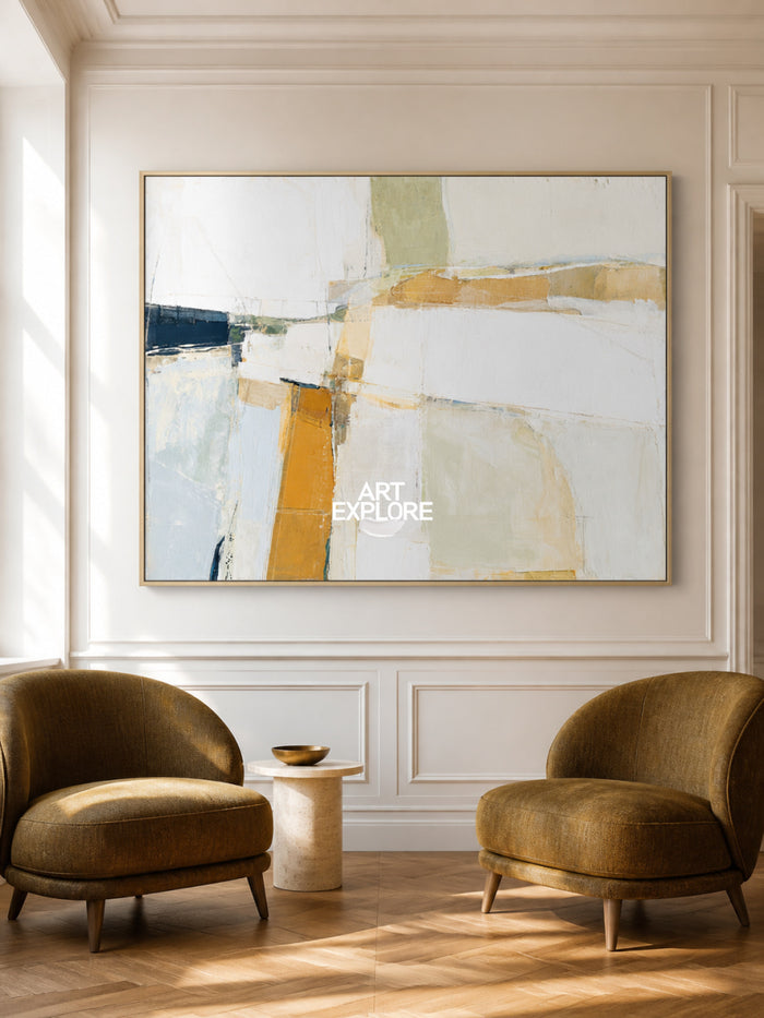 Minimalist Geometric Abstract Art With Textured Finish For Modern Decor