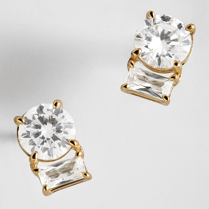 Giovanna 14K Gold Crystal Stud Earrings
