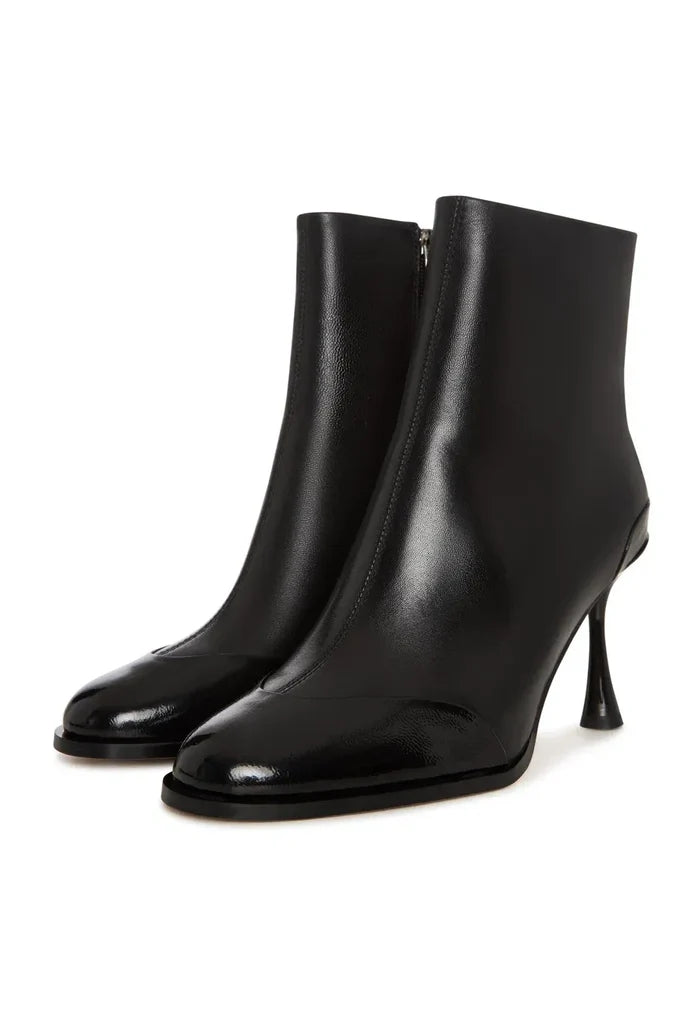 Gloss Cap Toe Stiletto Ankle Boots