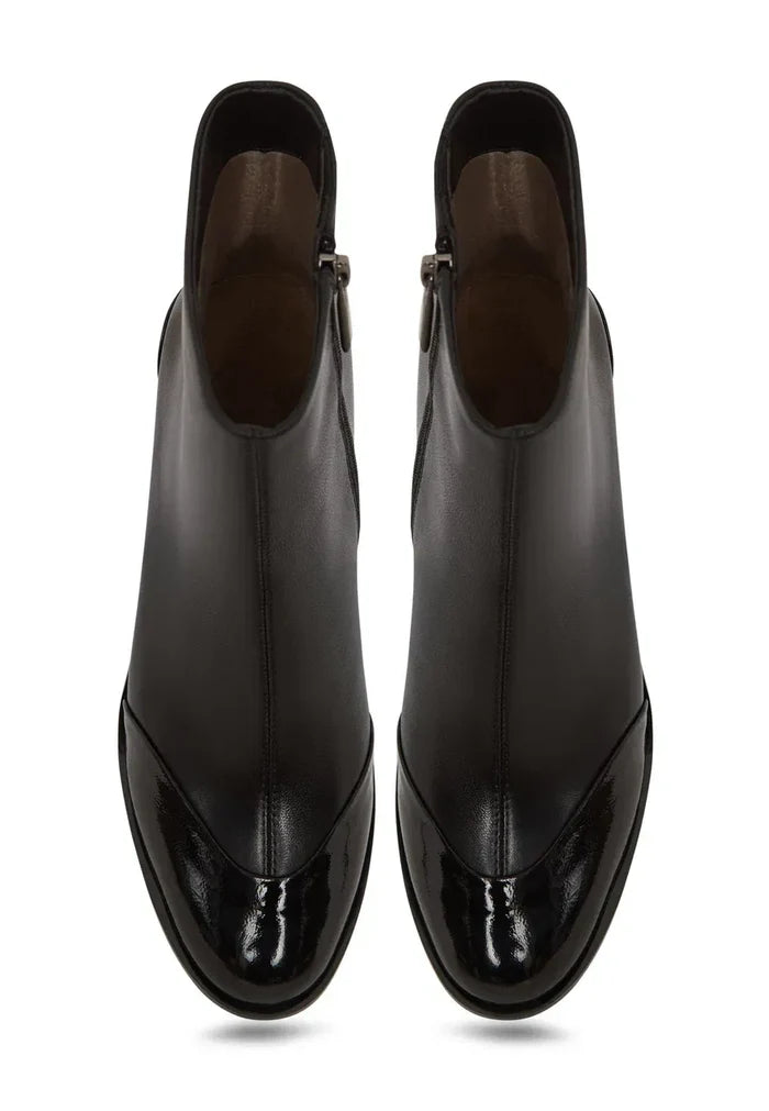Gloss Cap Toe Stiletto Ankle Boots