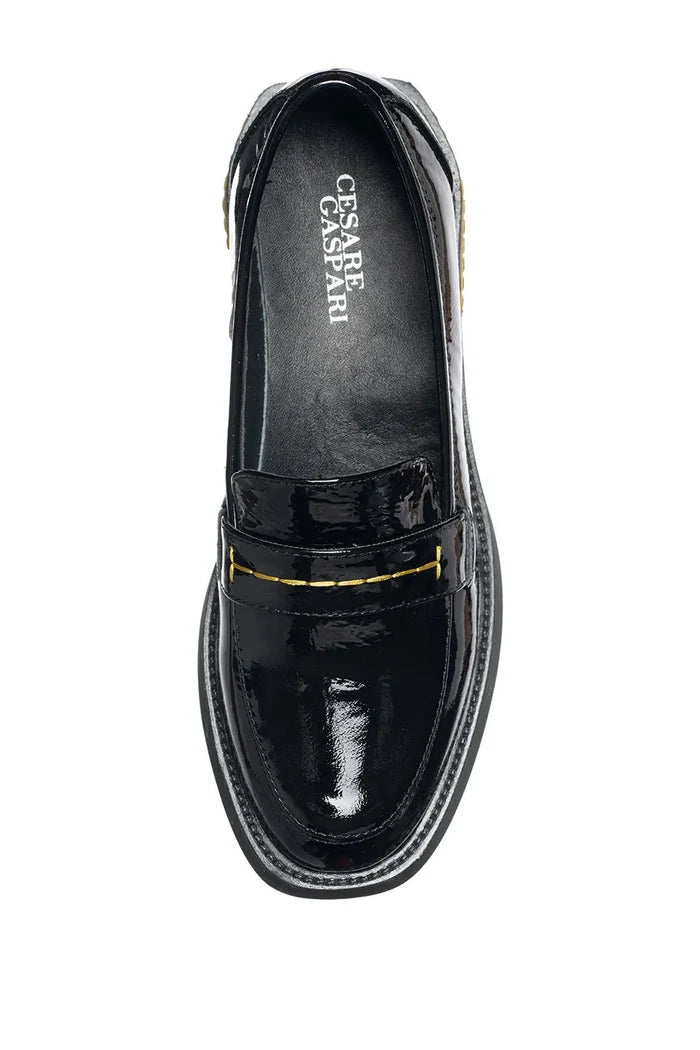 Gloss Edge Penny Loafers – Black