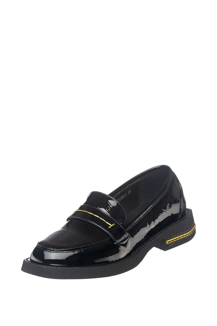 Gloss Edge Penny Loafers – Black