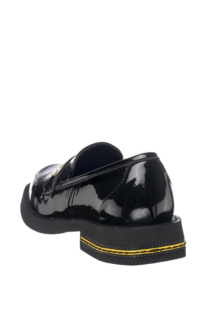 Gloss Edge Penny Loafers – Black