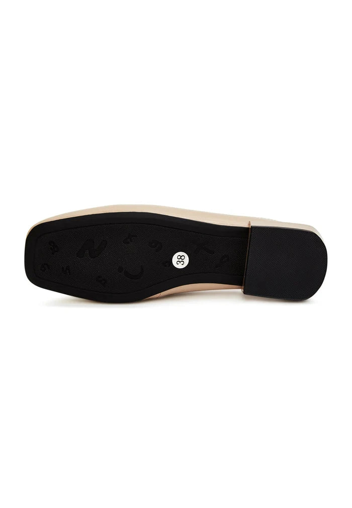 Glossy Charm Mules - Beige