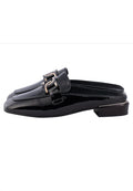 Glossy Charm Mules - Black