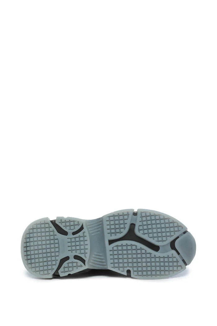 Fashion-forward chunky sole platform sneakers with a glossy finish, perfect for those seeking trendy footwear.