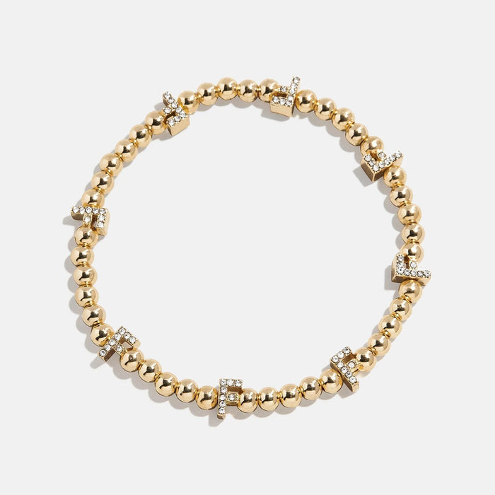 Gold/Pavé Repeating Initial Pisa Bracelet - F