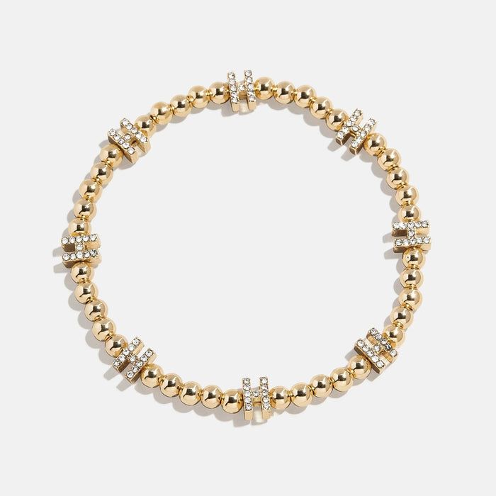 Gold/Pavé Repeating Initial Pisa Bracelet - H