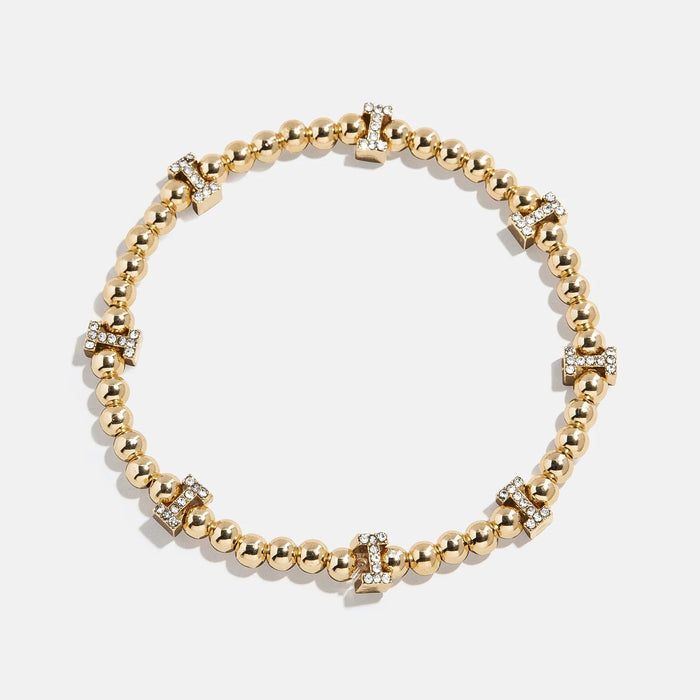 Gold/Pavé Repeating Initial Pisa Bracelet - I