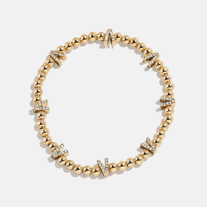 Gold/Pavé Repeating Initial Pisa Bracelet - V