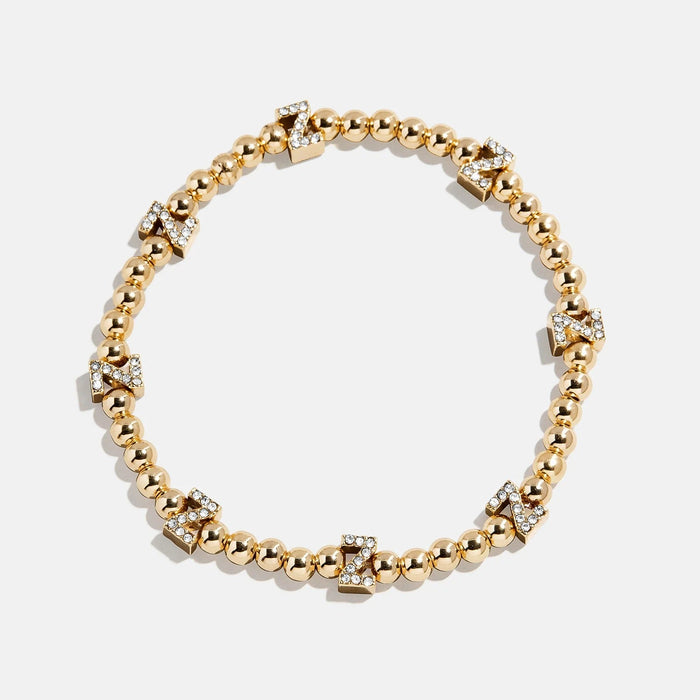 Gold/Pavé Repeating Initial Pisa Bracelet - Z