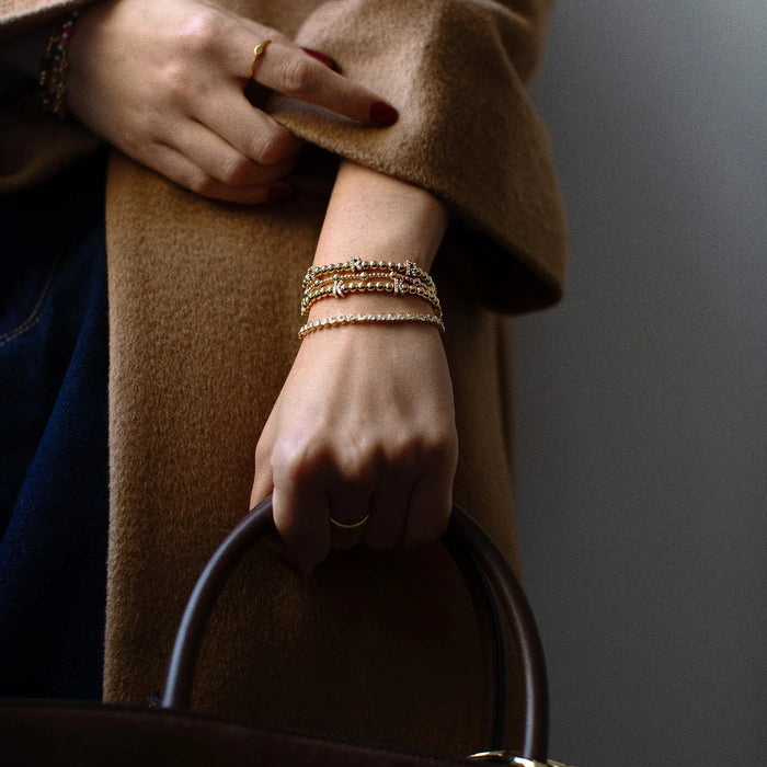 Gold/Pavé Repeating Initial Pisa Bracelet - Z