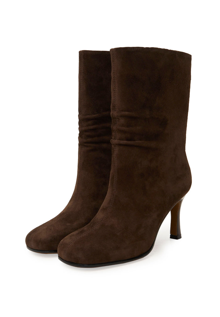 Grace Suede Ankle Boots - Brown