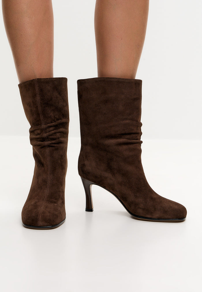 Grace Suede Ankle Boots - Brown