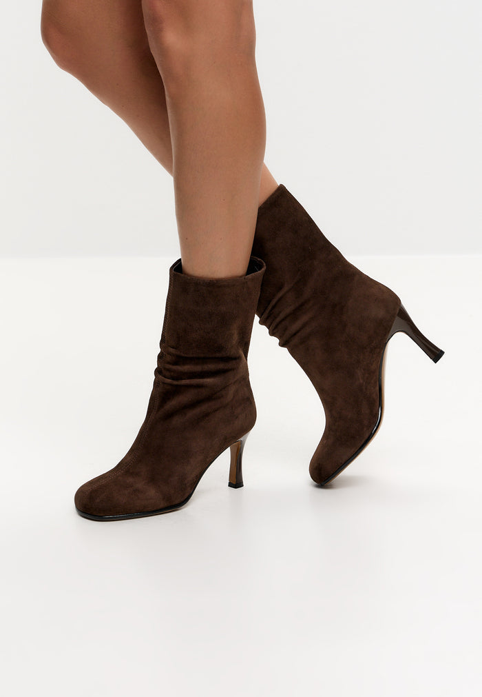 Grace Suede Ankle Boots - Brown