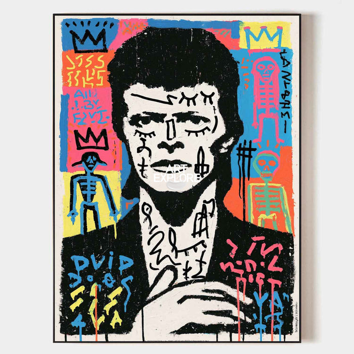 David Bowie Graffiti Portrait Canvas Painting Hand-Painted Pop Art Wall Art