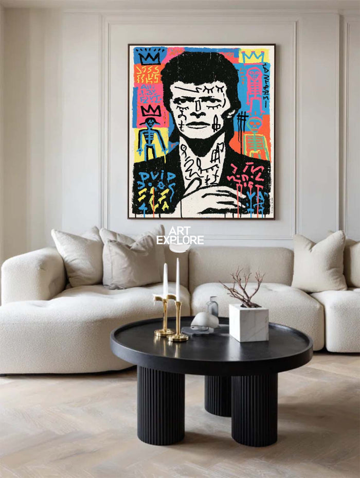 David Bowie Graffiti Portrait Canvas Painting Hand-Painted Pop Art Wall Art